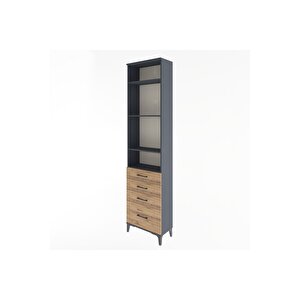 Arges Dolap 4 Raflı 4 Çekmeceli 60x30x243 Antrasit-çam