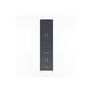 Hyperion Dolap 5 Raflı 2 Çekmeceli 4 Kapaklı 60x44x243 Antrasit-antrasit