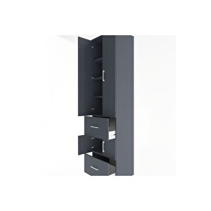 Hyperion Dolap 5 Raflı 2 Çekmeceli 4 Kapaklı 60x44x243 Antrasit-antrasit