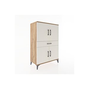 Hyperion Dolap 3 Raflı Tek Çekmeceli 4 Kapaklı 88x44x134 Çam-aytaşı