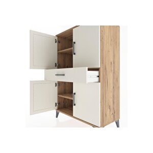 Hyperion Dolap 3 Raflı Tek Çekmeceli 4 Kapaklı 88x44x134 Çam-aytaşı