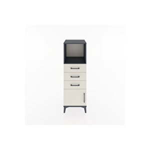 Hyperion Dolap Tek Raflı 3 Çekmeceli Tek Kapaklı 44x44x134 Antrasit-aytaşı