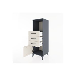 Hyperion Dolap Tek Raflı 3 Çekmeceli Tek Kapaklı 44x44x134 Antrasit-aytaşı