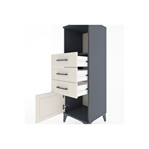 Hyperion Dolap Tek Raflı 3 Çekmeceli Tek Kapaklı 44x44x134 Antrasit-aytaşı