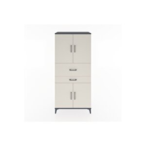 Hyperion Dolap 4 Raflı 2 Çekmeceli 4 Kapaklı 88x44x195 Antrasit-aytaşı