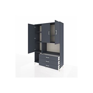 Hyperion Gardrop 6 Raflı 3 Çekmeceli 3 Kapaklı 132x44x195 Antrasit-antrasit