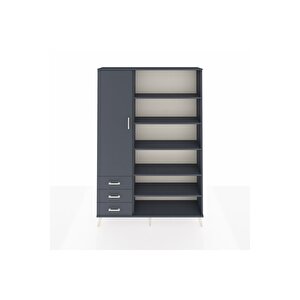 Arges Gardrop 9 Raflı 3 Çekmeceli 3 Kapaklı 132x30x195 Antrasit-antrasit