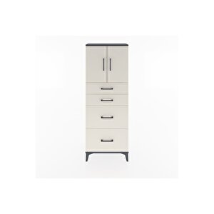 Arges Dolap 2 Raflı 4 Çekmeceli 2 Kapaklı 60x30x163 Antrasit-aytaşı