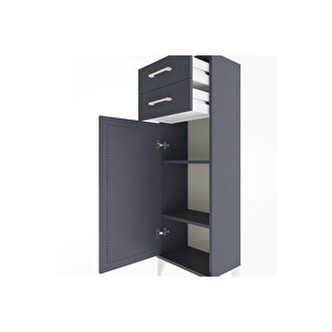 Arges Dolap 2 Raflı 2 Çekmeceli Tek Kapaklı 44x30x134 Antrasit-antrasit