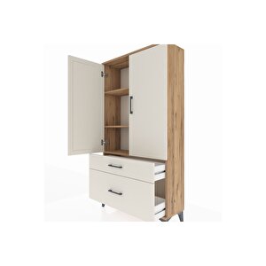 Arges Dolap 3 Raflı 2 Çekmeceli 2 Kapaklı 88x30x163 Çam-aytaşı