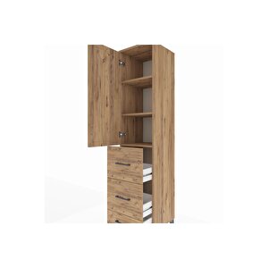 Hyperion Dolap 3 Raflı 3 Çekmeceli Tek Kapaklı 44x44x195 Çam-çam
