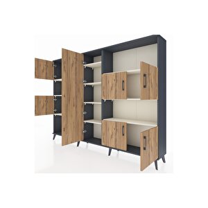 Arges Dolap 10 Raflı 9 Kapaklı 220x30x163 Antrasit-çam/aytaşı