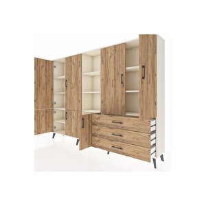 Arges Dolap 11 Raflı 3 Çekmeceli 7 Kapaklı 220x30x163 Aytaşı-çam