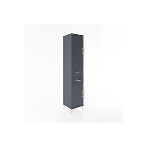 Hyperion Dolap 4 Raflı 2 Çekmeceli 2 Kapaklı 44x44x221 Antrasit-antrasit