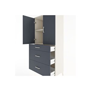 Hyperion Dolap 2 Raflı 3 Çekmeceli 2 Kapaklı 88x44x182 Aytaşı-antrasit