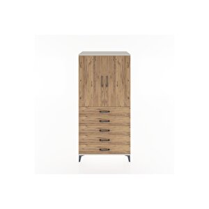 Hyperion Dolap 2 Raflı 5 Çekmeceli 2 Kapaklı 88x44x182 Aytaşı-çam