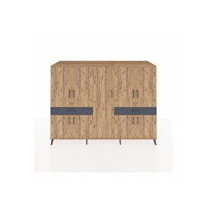 Kronos Dolap 12 Raflı 2 Çekmeceli 8 Kapaklı 220x59x163 Çam-çam/antrasit