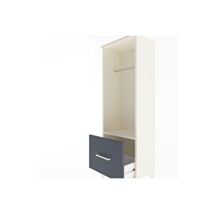 Arges Dolap Tek Raflı Tek Çekmeceli Tek Askılı 44x30x134 Aytaşı-antrasit