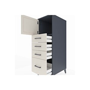 Kronos Dolap Tek Raflı 4 Çekmeceli Tek Kapaklı 44x59x134 Antrasit-aytaşı