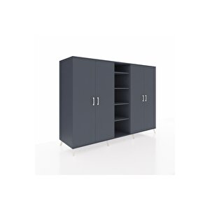 Kronos Dolap 12 Raflı 4 Kapaklı 220x59x163 Antrasit-antrasit