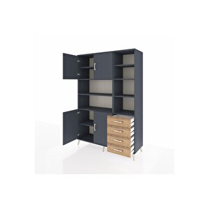 Hyperion Dolap 9 Raflı 4 Çekmeceli 4 Kapaklı 132x44x195 Antrasit-antrasit/çam