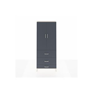 Arges Dolap 2 Raflı 3 Çekmeceli Tek Askılı 88x30x221 Aytaşı-antrasit