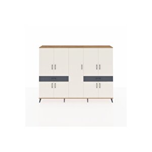 Arges Dolap 12 Raflı 2 Çekmeceli 8 Kapaklı 220x30x163 Çam-aytaşı/antrasit
