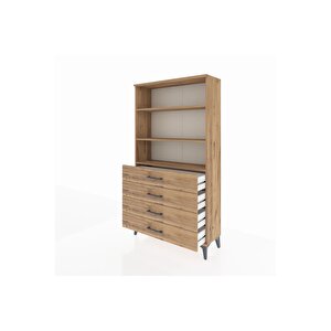 Arges Dolap 3 Raflı 4 Çekmeceli 88x30x163 Çam-çam