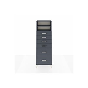 Arges Dolap 2 Raflı 6 Çekmeceli 60x30x182 Antrasit-antrasit