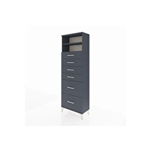 Arges Dolap 2 Raflı 6 Çekmeceli 60x30x182 Antrasit-antrasit