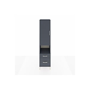 Hyperion Dolap 2 Raflı 2 Çekmeceli Tek Askılı 44x44x195 Antrasit-antrasit