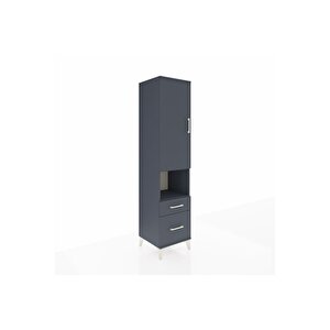 Hyperion Dolap 2 Raflı 2 Çekmeceli Tek Askılı 44x44x195 Antrasit-antrasit