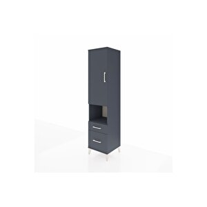 Hyperion Dolap 2 Raflı 2 Çekmeceli Tek Askılı 44x44x195 Antrasit-antrasit