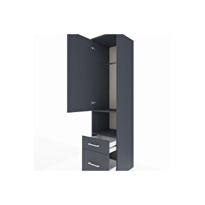 Hyperion Dolap 2 Raflı 2 Çekmeceli Tek Askılı 44x44x195 Antrasit-antrasit