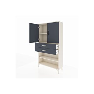 Arges Dolap 3 Raflı 2 Çekmeceli 2 Kapaklı 88x30x163 Aytaşı-antrasit