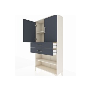 Arges Dolap 3 Raflı 2 Çekmeceli 2 Kapaklı 88x30x163 Aytaşı-antrasit