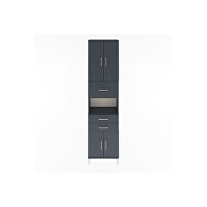 Arges Dolap 3 Raflı 3 Çekmeceli 4 Kapaklı 60x30x243 Antrasit-antrasit