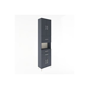 Arges Dolap 3 Raflı 3 Çekmeceli 4 Kapaklı 60x30x243 Antrasit-antrasit