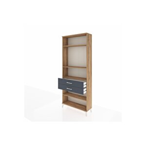 Arges Dolap 4 Raflı 2 Çekmeceli 88x30x221 Çam-antrasit