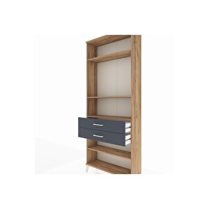 Arges Dolap 4 Raflı 2 Çekmeceli 88x30x221 Çam-antrasit