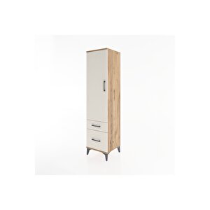 Hyperion Dolap 4 Raflı 2 Çekmeceli Tek Kapaklı 44x44x182 Çam-aytaşı