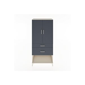 Hyperion Dolap Tek Raflı 2 Çekmeceli Tek Askılı 88x44x195 Aytaşı-antrasit