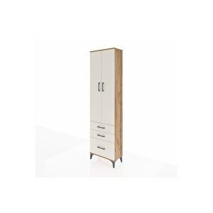 Arges Dolap 4 Raflı 3 Çekmeceli 2 Kapaklı 60x30x221 Çam-aytaşı