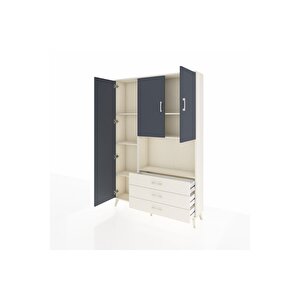 Arges Dolap 6 Raflı 3 Çekmeceli 3 Kapaklı 132x30x195 Aytaşı-antrasit/aytaşı