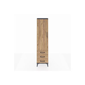 Arges Dolap 4 Raflı 3 Çekmeceli Tek Kapaklı 44x30x182 Antrasit-çam