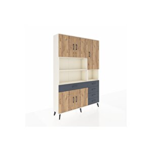 Arges Dolap 9 Raflı 5 Çekmeceli 5 Kapaklı 132x30x195 Aytaşı-çam/antrasit