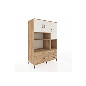 Kronos Dolap 8 Raflı 5 Çekmeceli 3 Kapaklı 132x59x195 Çam-aytaşı/çam