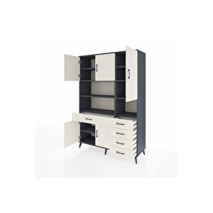 Hyperion Gardrop 9 Raflı 5 Çekmeceli 5 Kapaklı 132x44x195 Antrasit-aytaşı