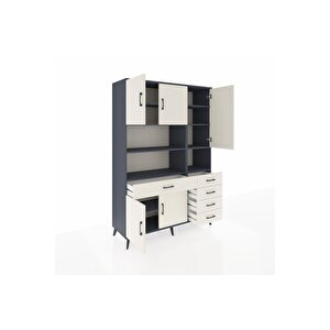 Hyperion Gardrop 9 Raflı 5 Çekmeceli 5 Kapaklı 132x44x195 Antrasit-aytaşı