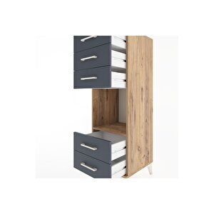 Hyperion Dolap Tek Raflı 5 Çekmeceli 44x44x134 Çam-antrasit